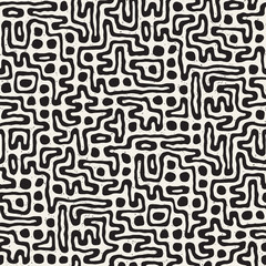 Seamless pattern with maze lines. Monochrome abstract background. Vector hand drawn labyrinth.