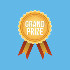 Grand Prize Badge Medal, gold medal, prize icon.