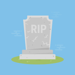 Grave. Old gravestone with cracks. tomb on white background. ancient RIP. Granite plate with fissure