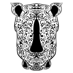 Rhino head zentangle stylized vector illustration