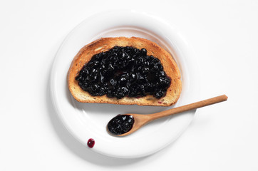 Toast with blueberry jam