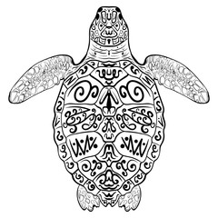 Stylized vector decoration zentangle turtle