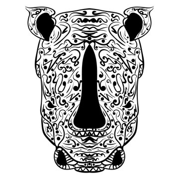 Rhino head zentangle stylized vector illustration