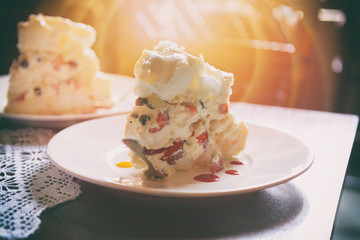 Delicious meringue on a plate
