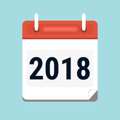 Calendar 2018 icon flat design, vector illustration, new year concept.