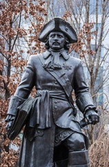 Monument in honor of the foundation Temernik customs. Russia, Rostov on Don, March 10, 2018. Customs officer. Monument Temernik customs.