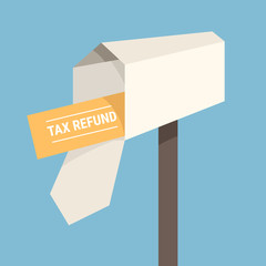 Tax refund check, tax concept.