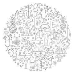 Vector hand drawn Hawaii background