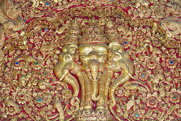 Low-relief carvings, beautiful art in the temples of Thailand.
