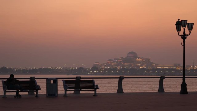 The UAE Presidential Palace seen at dusk