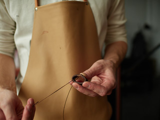 Obraz na płótnie Canvas stitching belt keeper loop.