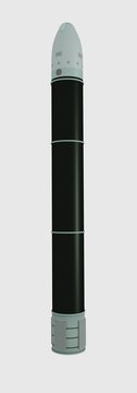 Isolated ballistic missile on white background. Rocket. 3d rendering.