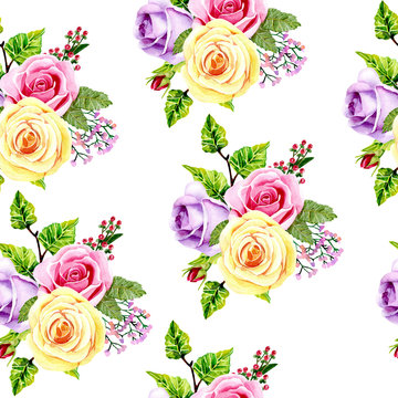 watercolor seamless pattern on the white background