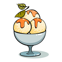 three scoops of icecream syrup in the glass. Ice Cream icon.