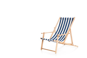 one striped beach chair, isolated on white