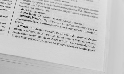 Spanish word "sexual harrasement" and its definition at the dictionary.