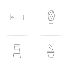 Furniture simple linear icons set. Outlined vector icons