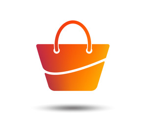 Woman bag icon. Female handbag sign. Glamour casual baggage symbol. Blurred gradient design element. Vivid graphic flat icon. Vector