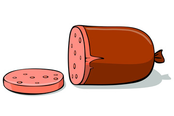 Vector sausage isolated on white background. Illustrator of vector sausages, frankfurter, wiener. cooked sausage, cooked smoked sausage, smoked sausage, smoked sausage, dry-cured sausage