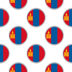 Seamless pattern from the circles with flag of Mongolia.