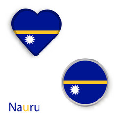 Fototapeta premium Heart and circle symbols with flag of Republic of Nauru.