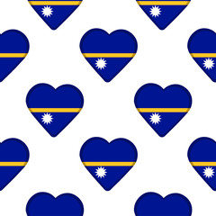 Seamless pattern from the hearts with flag of Republic of Nauru.