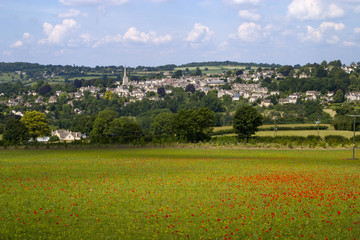 UK, Gloucestershire, an idyllic midsummer Cotswolds countryside view of Painswick