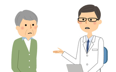Obraz premium 白衣の男性 問診 診察