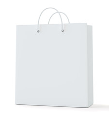 Paper Shopping Bag on white studio background. 3d rendering.