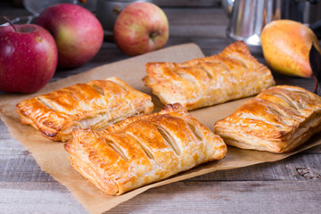 Puff pastry apple pastry turnovers for dessert