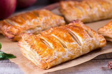 Puff pastry apple pastry turnovers for dessert