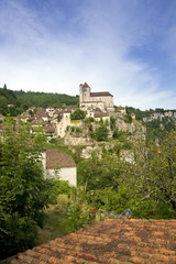 St Cirq Lapopie, the historic clifftop village tourist attraction in the Lot Valley, Lot, France
