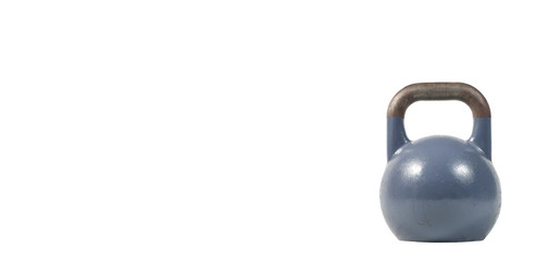 Naklejka na ściany i meble Blue single heavy kettlebell weight isolated on the white background, sport and workout concept