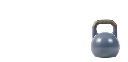 Blue single heavy kettlebell weight isolated on the white background, sport and workout concept