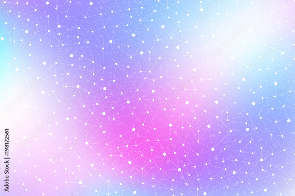 Aufkleber Geometric graphic background with connected lines and dots. Scientific cybernetic particle compounds. Minimal array. Lines plexus. Chemical surface pattern. Vector illustration.