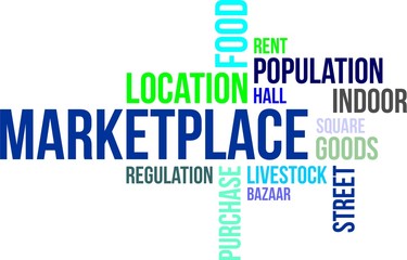 Obraz premium word cloud - marketplace