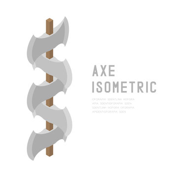 Axe 3D isometric virtual design illustration isolated on white background with Axe isometric text and copy space