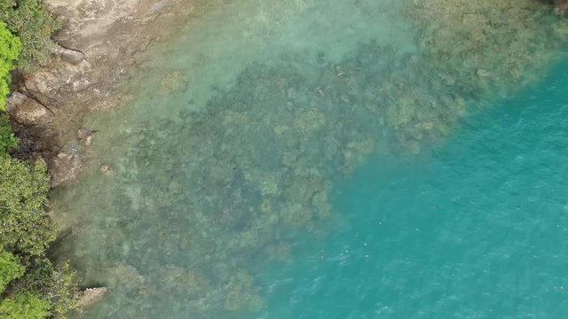 Thailand coralreef and beach with clear water by drone HD