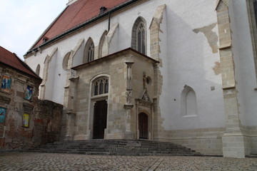 Fototapeta na wymiar View to St Martin's Cathedral from Panska street in Bratislava, Slovakia