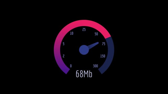 Internet Speedometer Speed Test Download and Upload 300 Mb. Transparent Background.