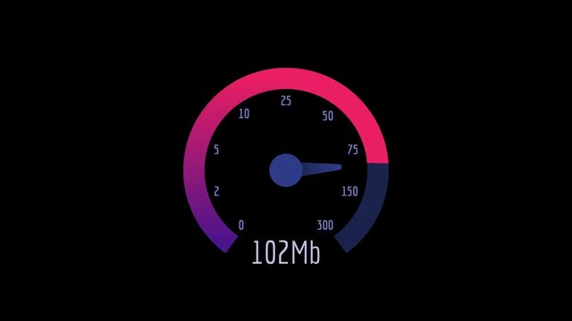 Internet Speedometer Speed Test Download and Upload 1000 Mb. Transparent Background.