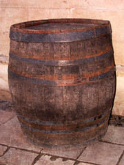 Fototapeta premium barrel, wine, old, beer, barrels, vintage, whiskey, wood, background, wooden, winery, storage, cellar, cask, keg, oak, drink, rum, table, container, beverage, black, brown, dark, cork, retro, worn, st