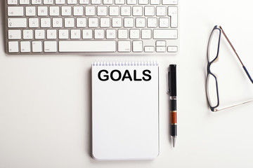 Background of workplace with Goals concept. Business.