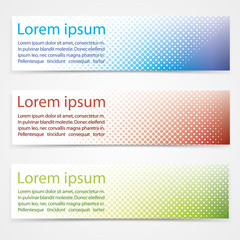 Fototapeta premium Vector simple modern horizontal banners set with circle. Colorful -blue, green, red. Extensive use - www, webside, web, backdrop, card, poster, label etc. Eps 10 vector file.