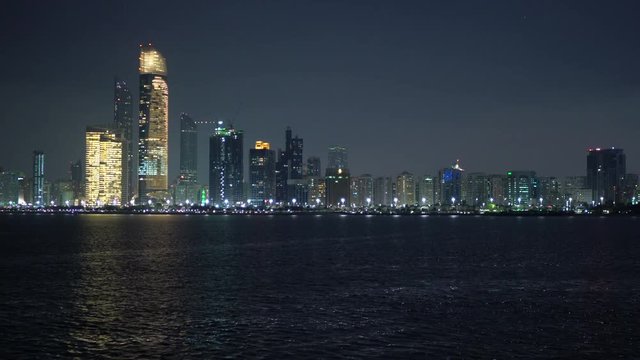 Buildings seen at night in Abu Dhabi