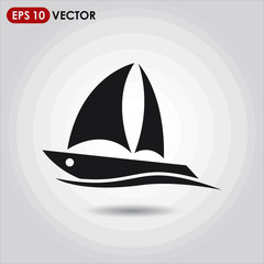 yacht single vector icon on light background
