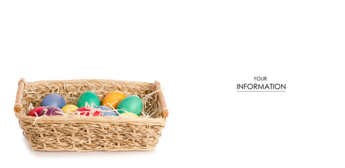 Fototapeta na wymiar Easter color eggs in the basket pattern