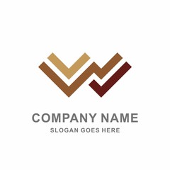 Geometric Square Strips Wood Letter W Architecture Interior Construction Business Company Stock Vector Logo Design Template