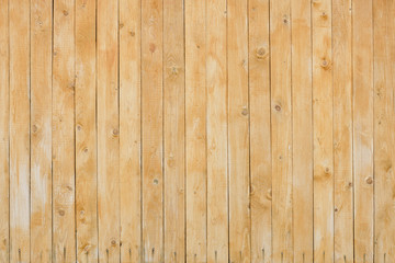 Fototapeta na wymiar Fence made of fresh yellow planks.