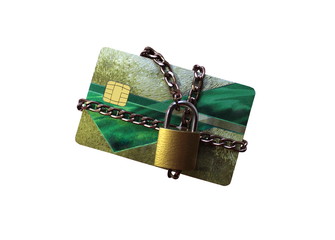 a credit card is spun by a chain and closed by the castle